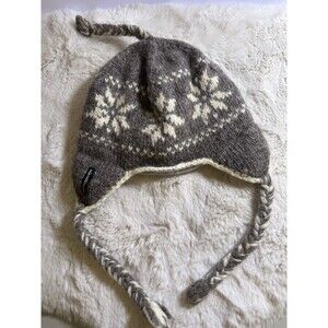Everest Designs Nepal Earflap Aviator Hat Floral Knit Wool Winter Unisex Beanie
